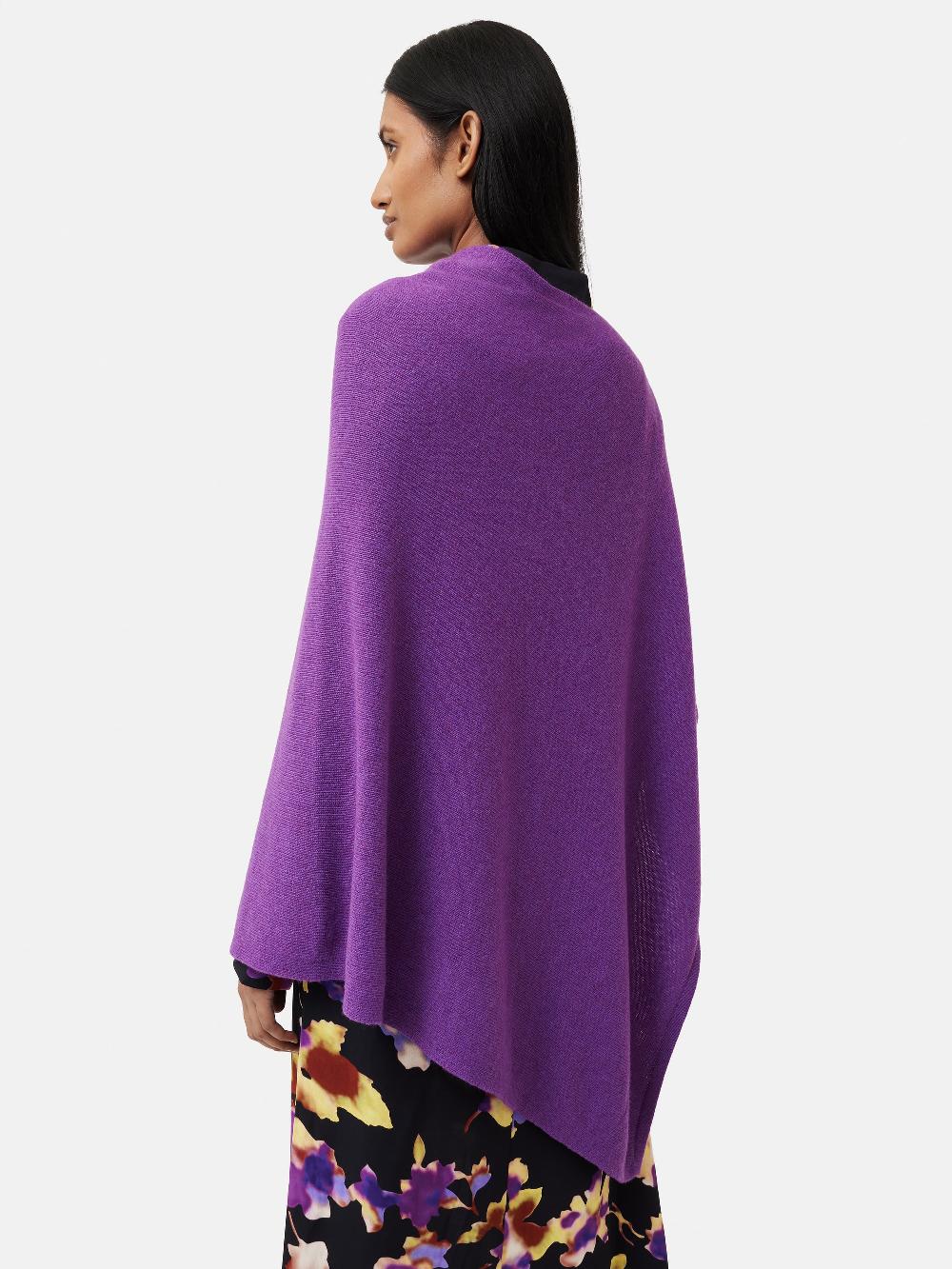 Jigsaw Wool Cashmere Blend Drape Poncho Purple