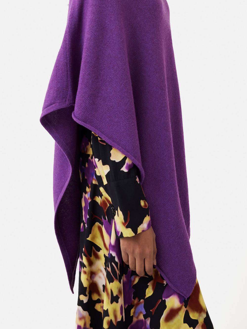 Jigsaw Wool Cashmere Blend Drape Poncho Purple