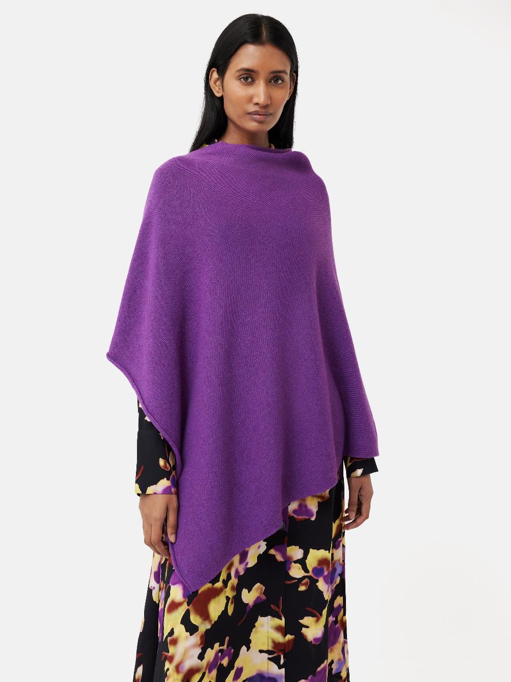 jigsaw Wool Cashmere Blend Drape Poncho Purple