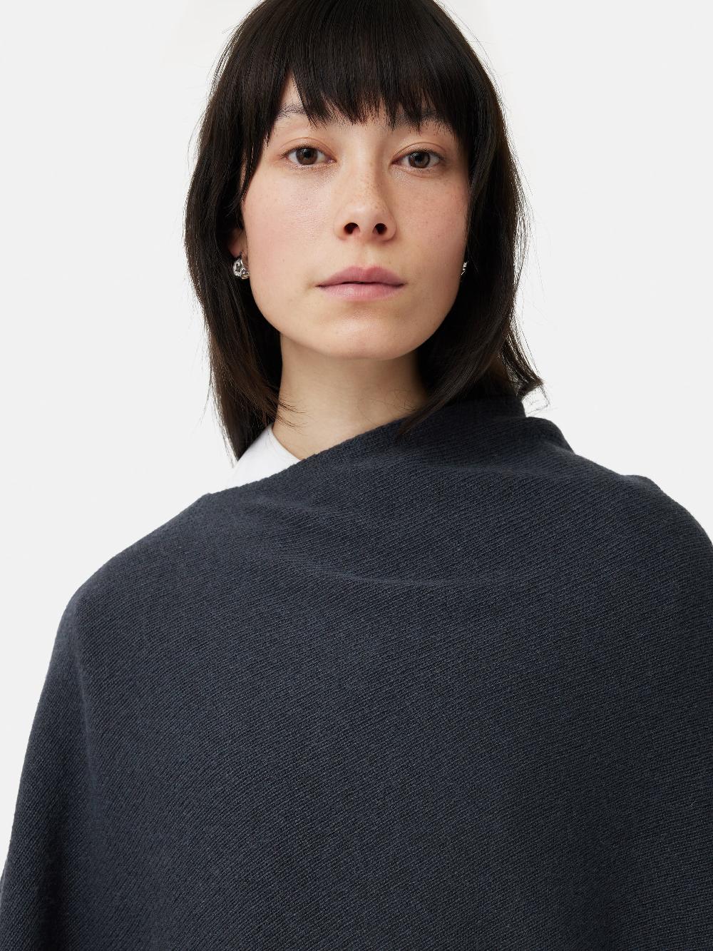 Jigsaw Wool Cashmere Blend Drape Poncho Slate