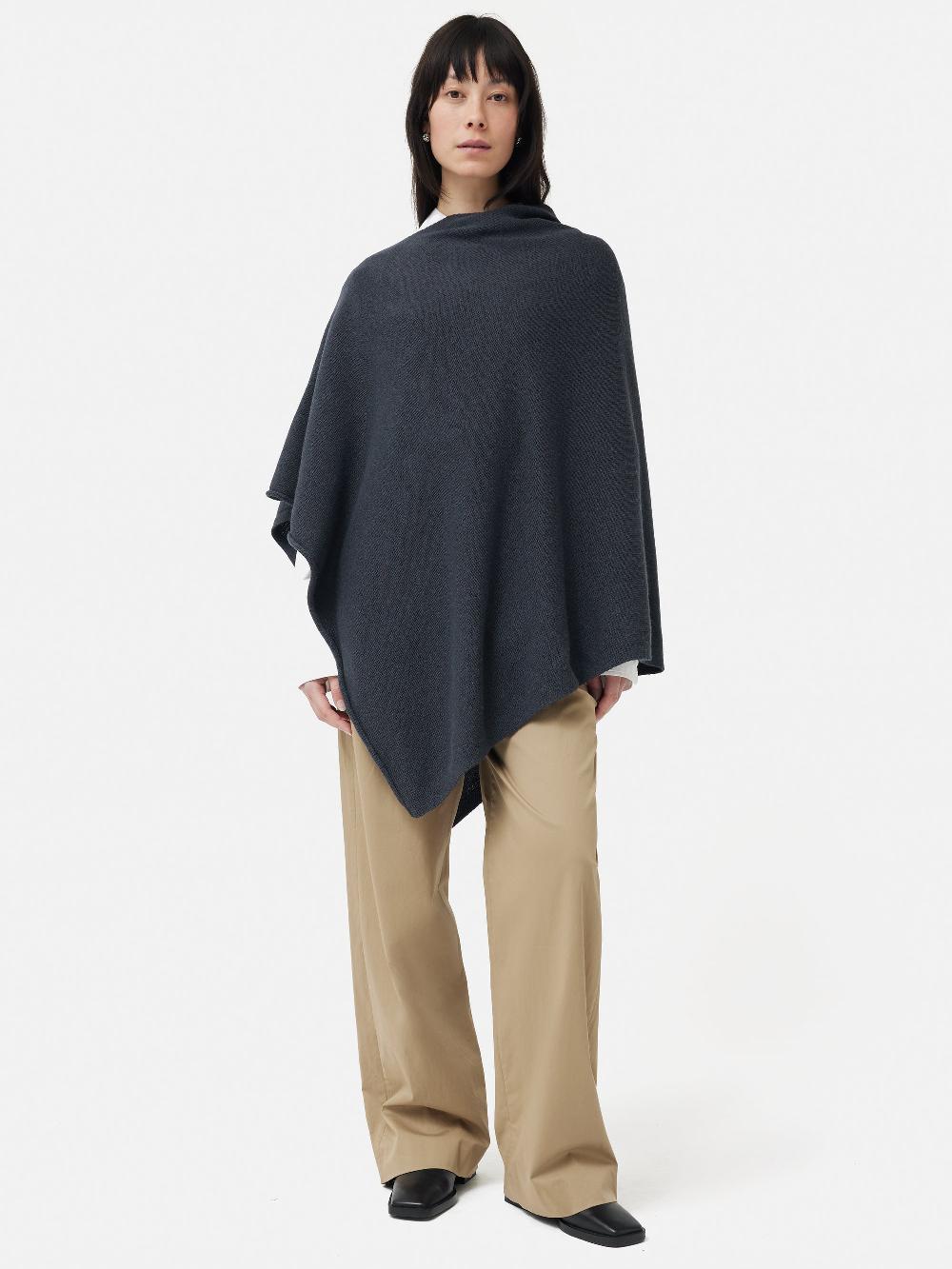 Jigsaw Wool Cashmere Blend Drape Poncho Slate