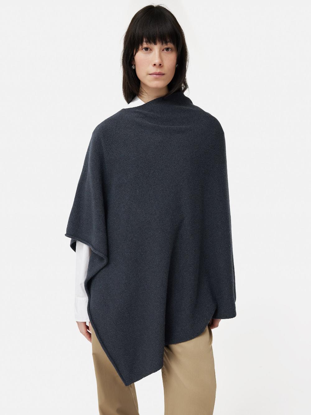 jigsaw Wool Cashmere Blend Drape Poncho Slate