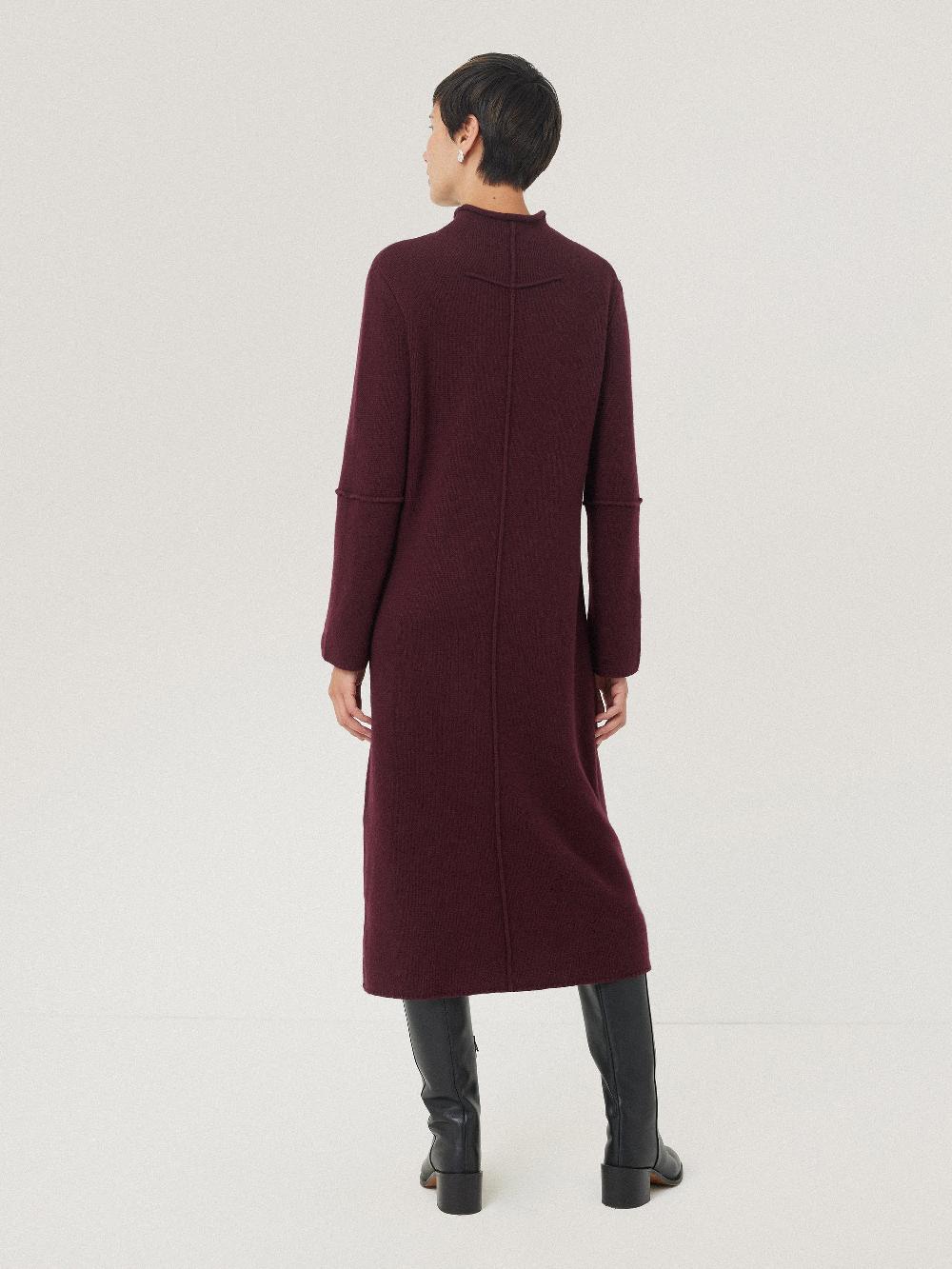 Jigsaw Wool Cashmere Blend Dress Burgundy