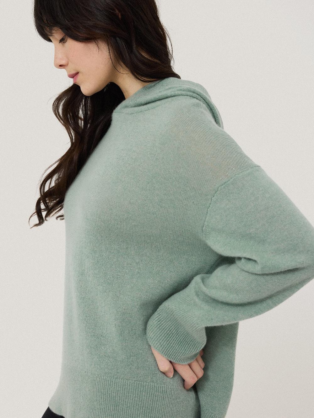 Jigsaw Wool Cashmere Blend Hoodie Green