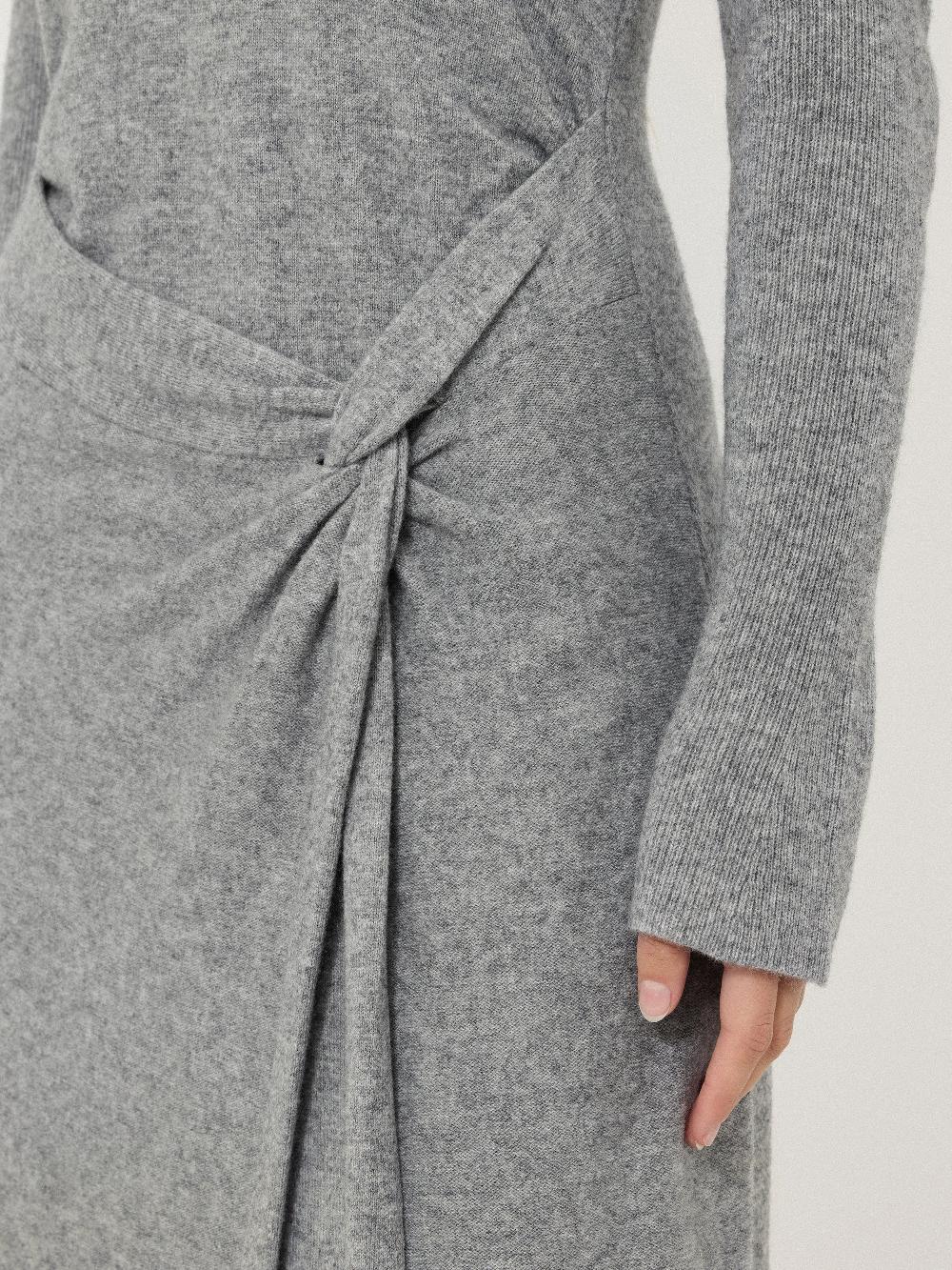 Jigsaw Wool Cashmere Blend Knot Dress Grey
