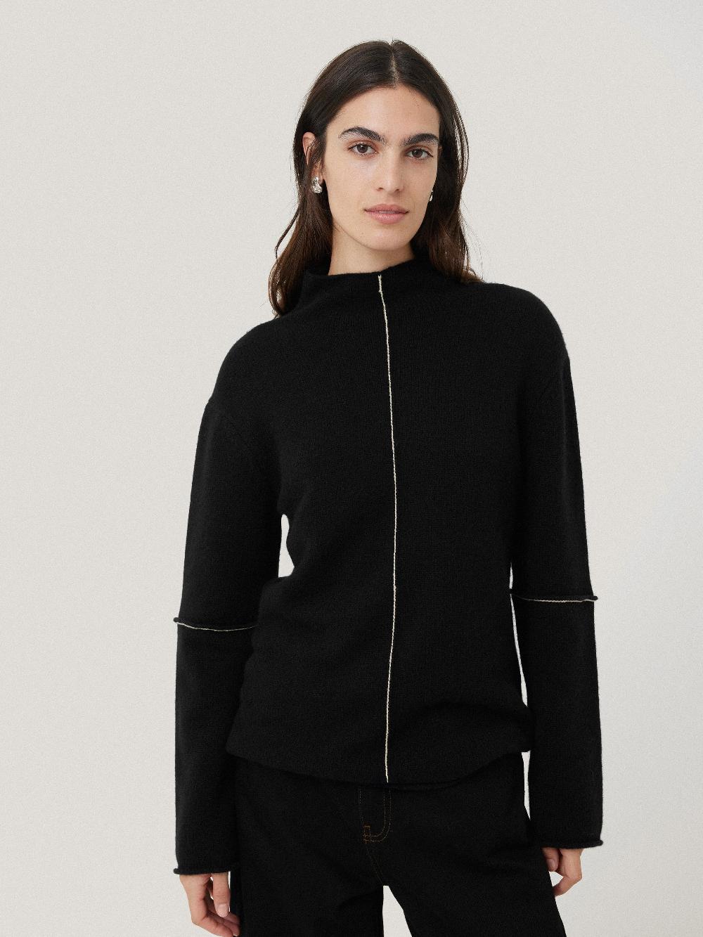 jigsaw Wool Cashmere Blend Line Jumper Black
