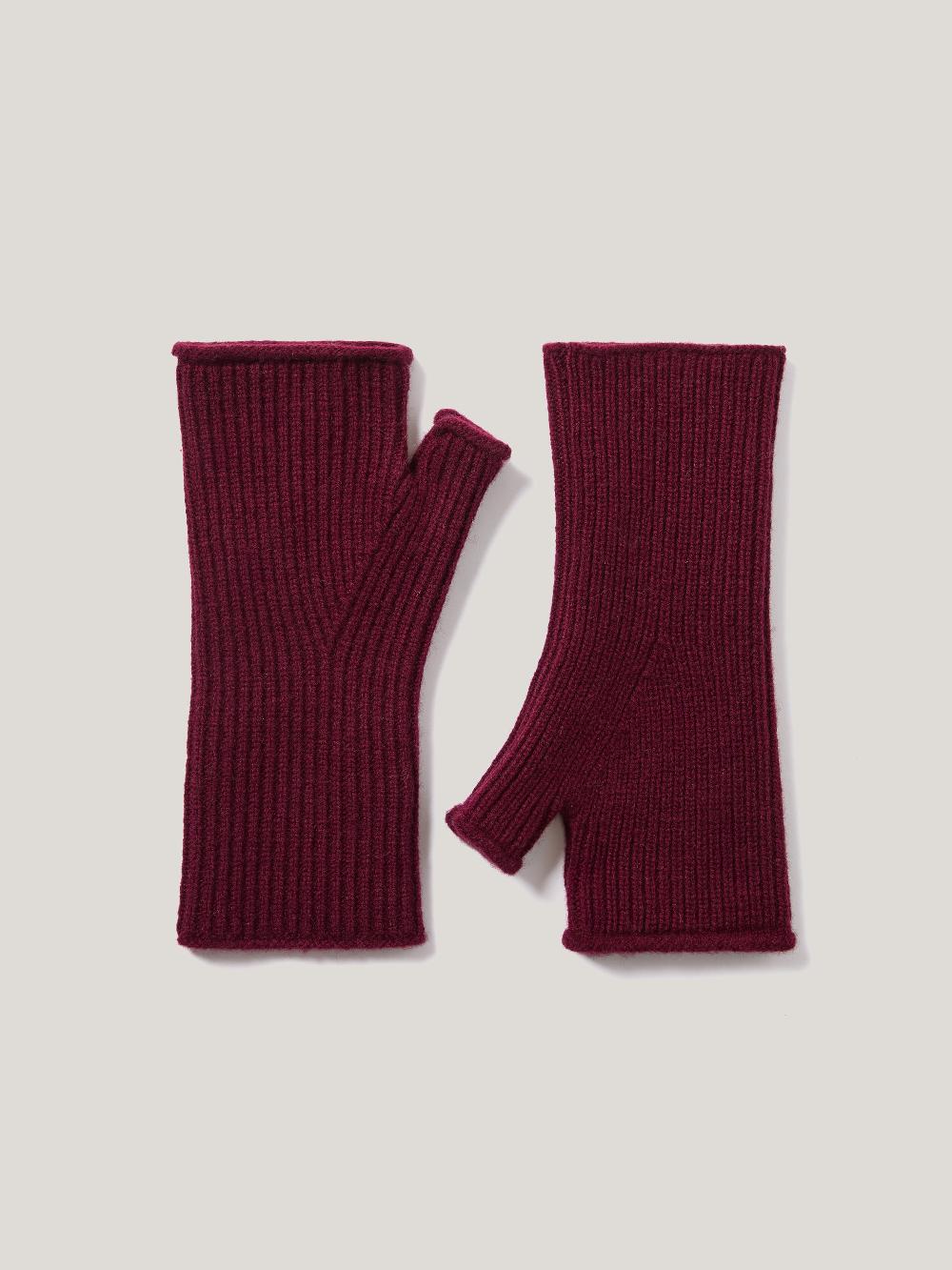 Jigsaw Wool Cashmere Blend Mitten Burgundy