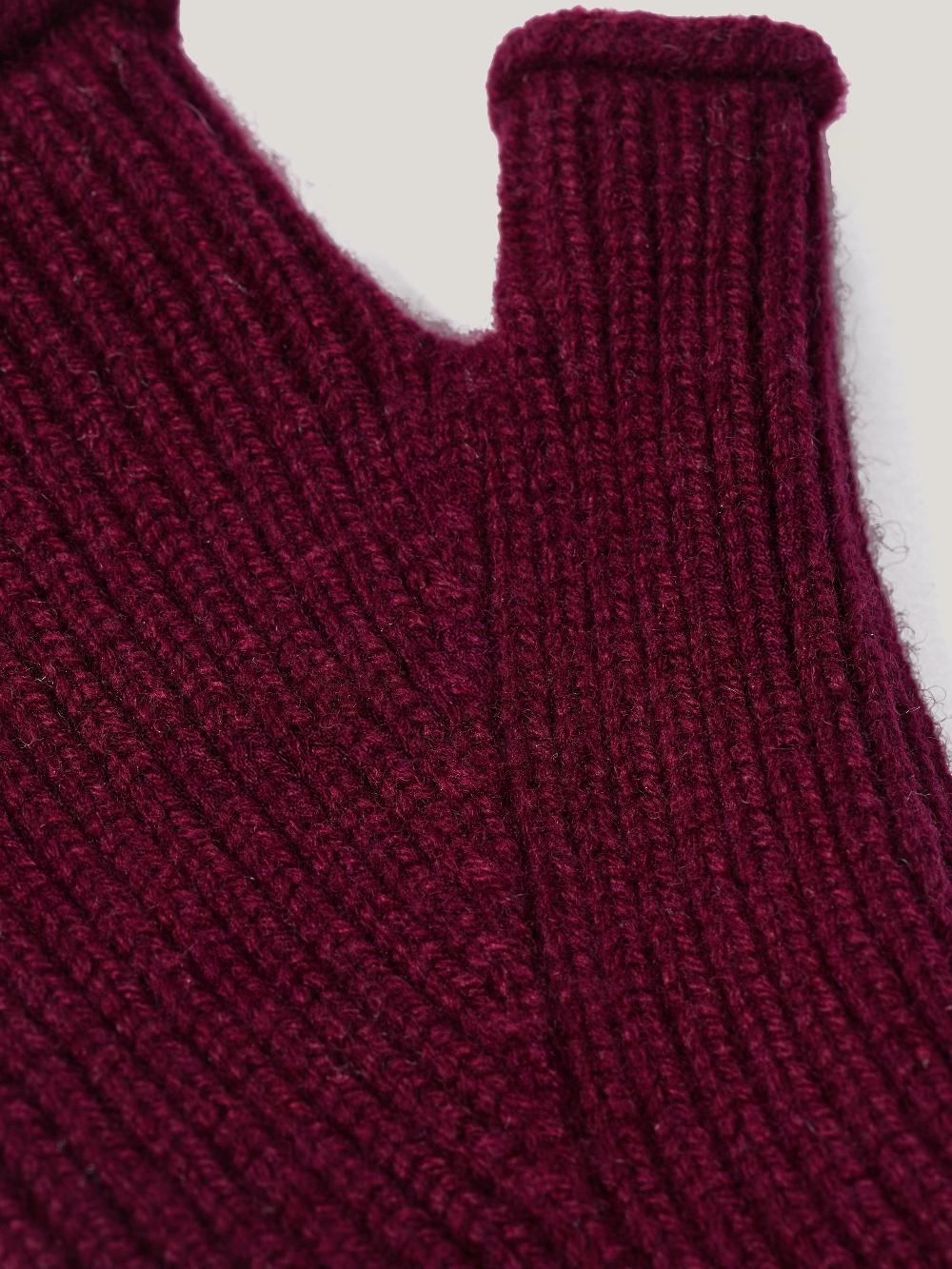 Jigsaw Wool Cashmere Blend Mitten Burgundy