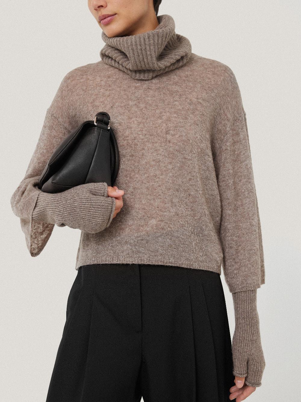 Jigsaw Wool Cashmere Blend Mittens Oatmeal