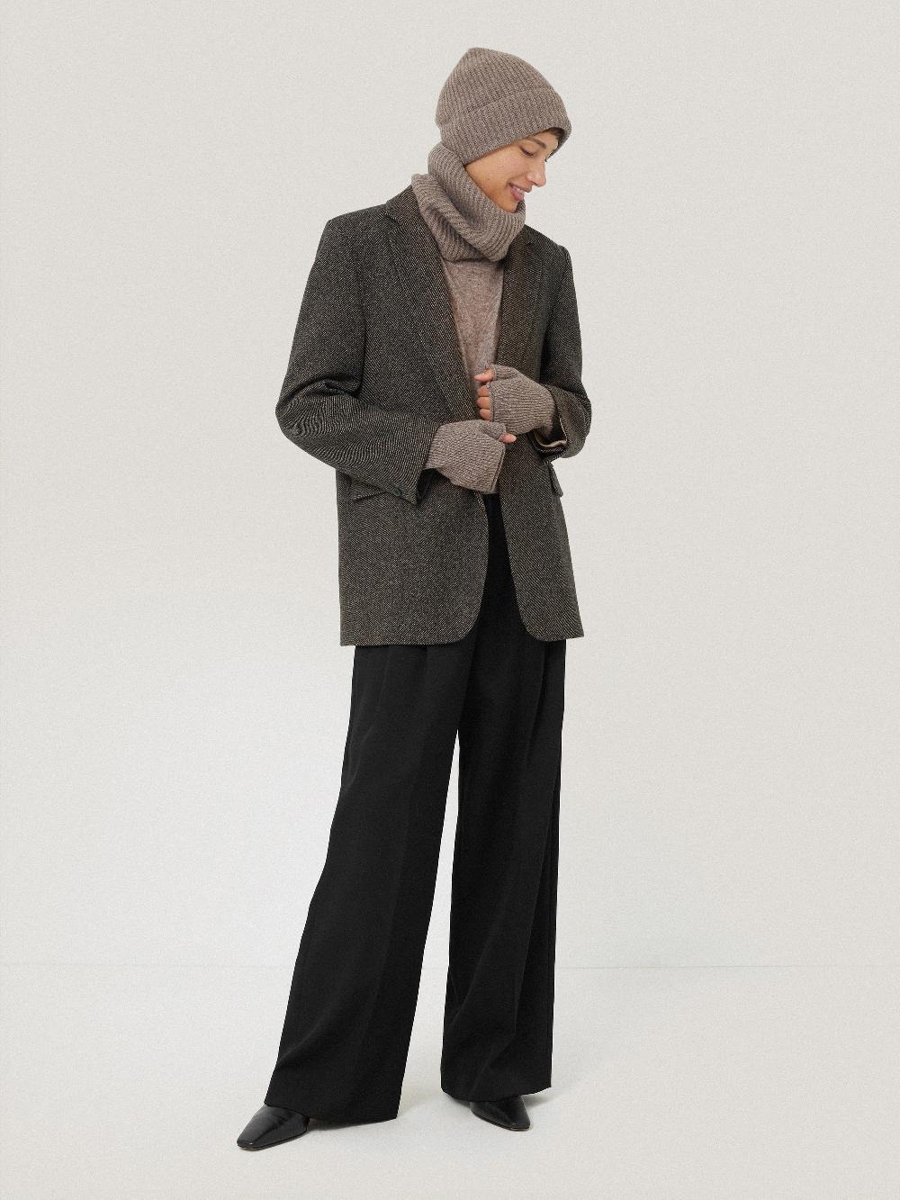 Jigsaw Wool Cashmere Blend Mittens Oatmeal