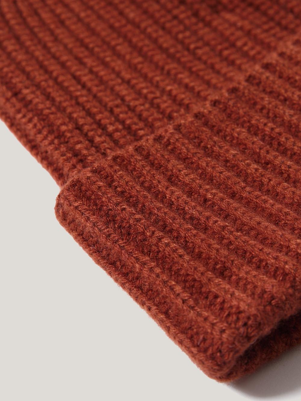 Jigsaw Wool Cashmere Blend Rib Beanie Auburn