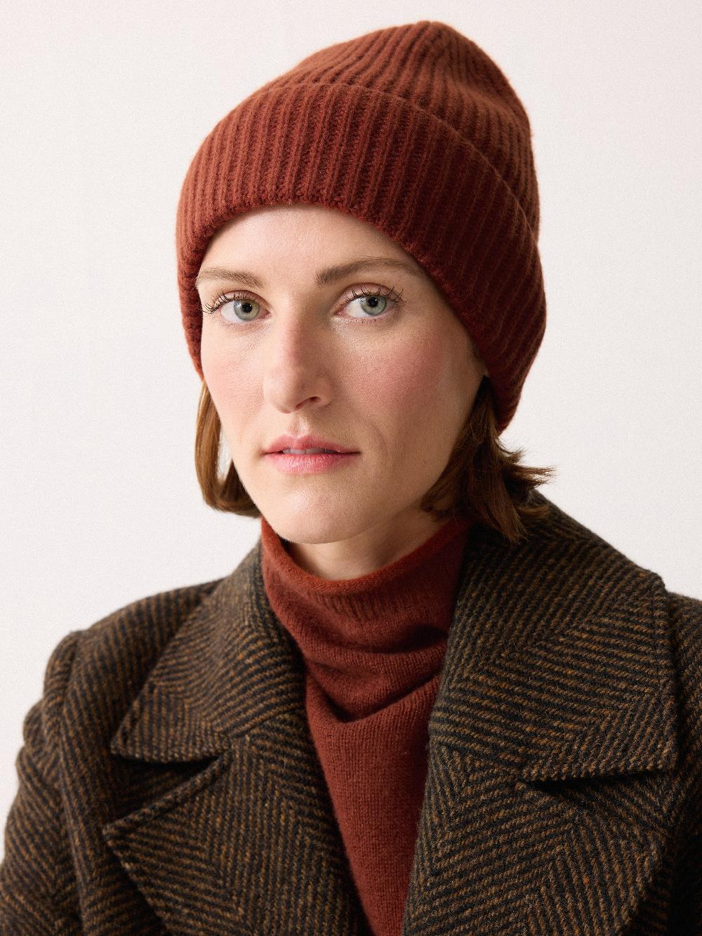 jigsaw Wool Cashmere Blend Rib Beanie Auburn
