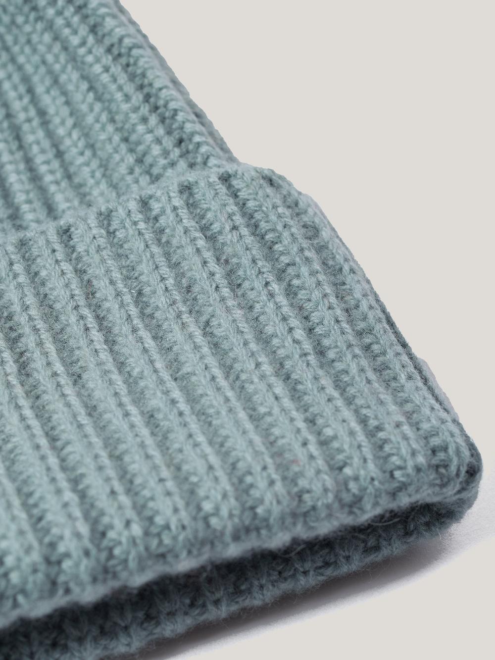 Jigsaw Wool Cashmere Blend Rib Beanie Blue