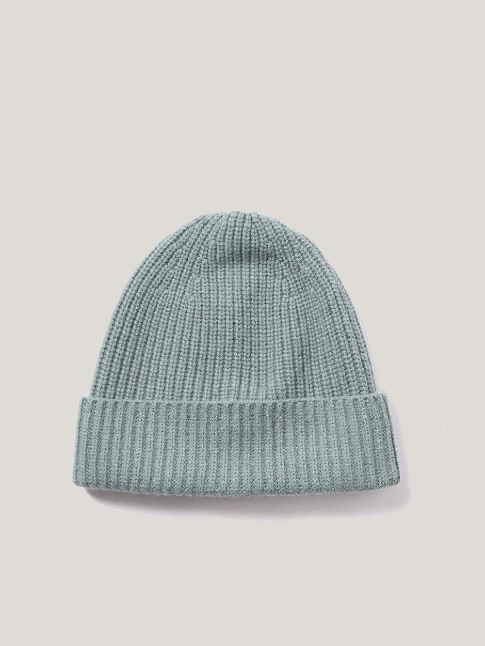 Jigsaw Wool Cashmere Blend Rib Beanie Blue