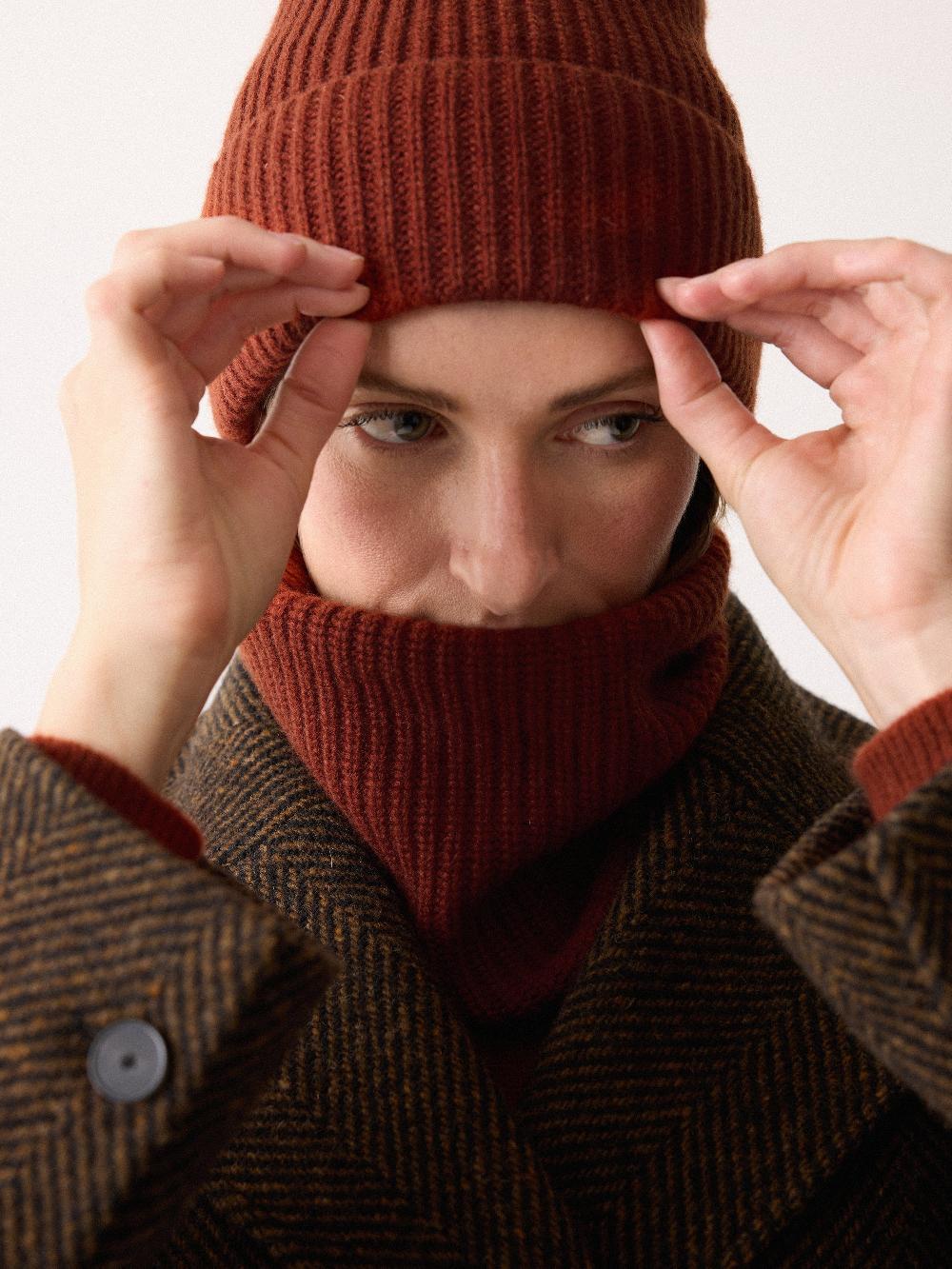 jigsaw Wool Cashmere Blend Rib Snood Auburn