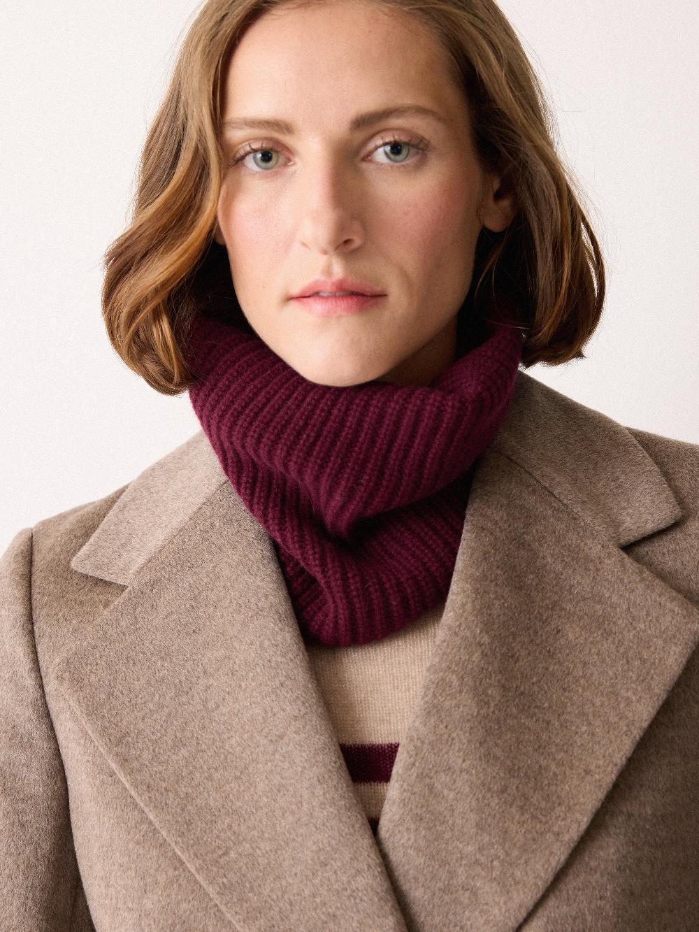 jigsaw Wool Cashmere Blend Rib Snood Burgundy