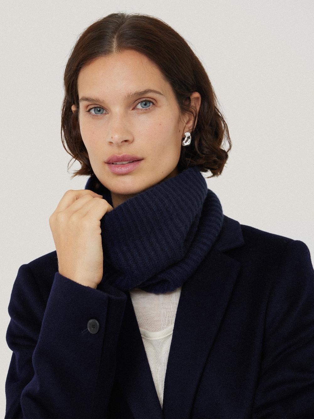 jigsaw Wool Cashmere Blend Snood Navy