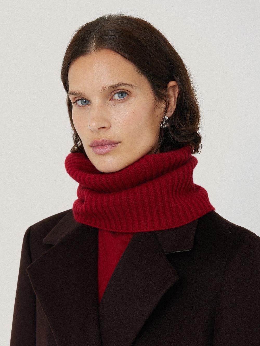 jigsaw Wool Cashmere Blend Snood Red