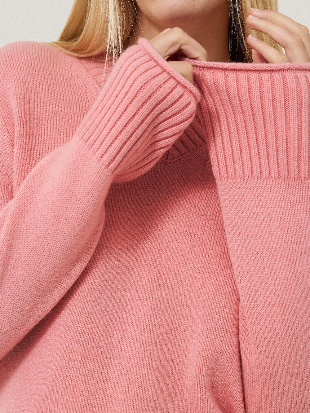 Jigsaw Wool Cashmere Blend V Neck Pink