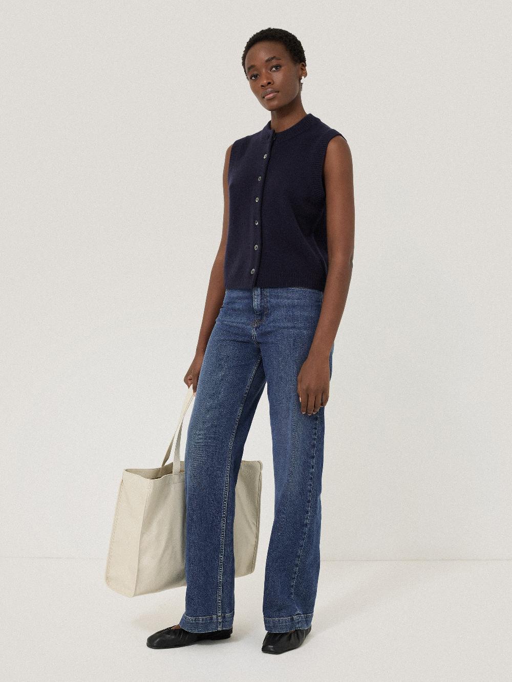 Jigsaw Wool Cashmere Blend Waistcoat Navy