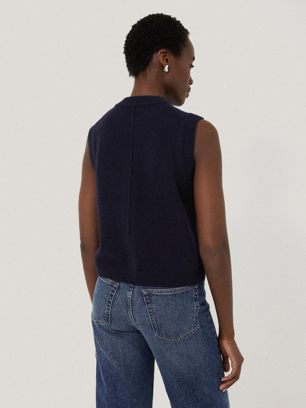 Jigsaw Wool Cashmere Blend Waistcoat Navy