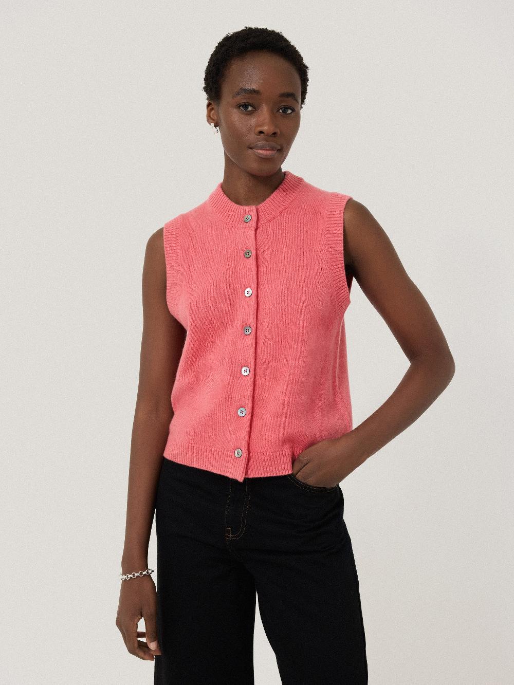 jigsaw Wool Cashmere Blend Waistcoat Pink