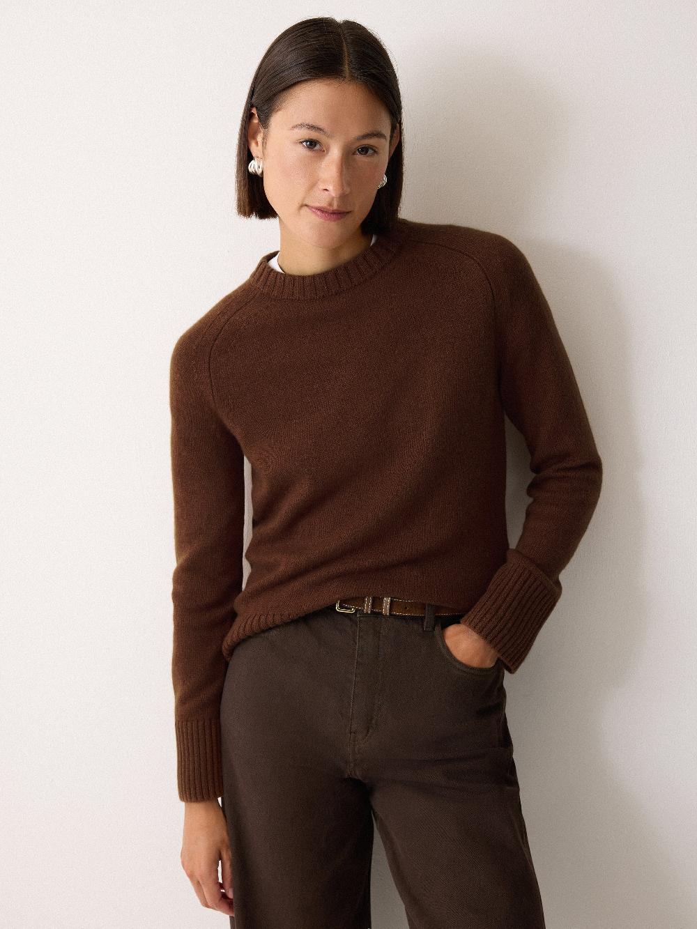 Jigsaw Wool Cashmere Saddle Jumper Brown