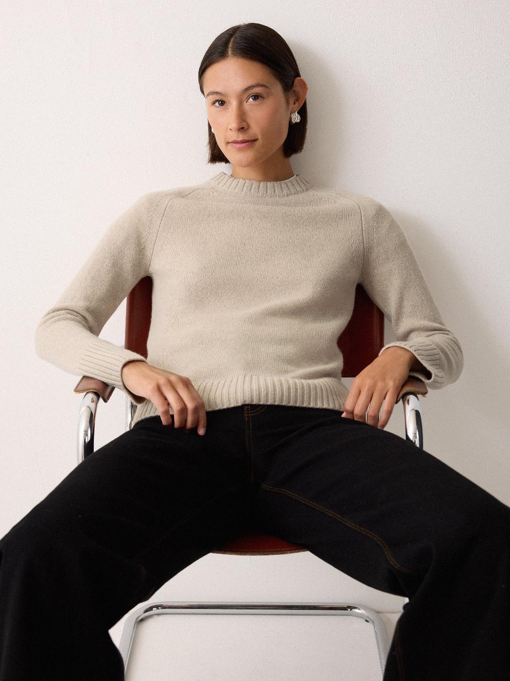 Jigsaw Wool Cashmere Saddle Jumper Cream