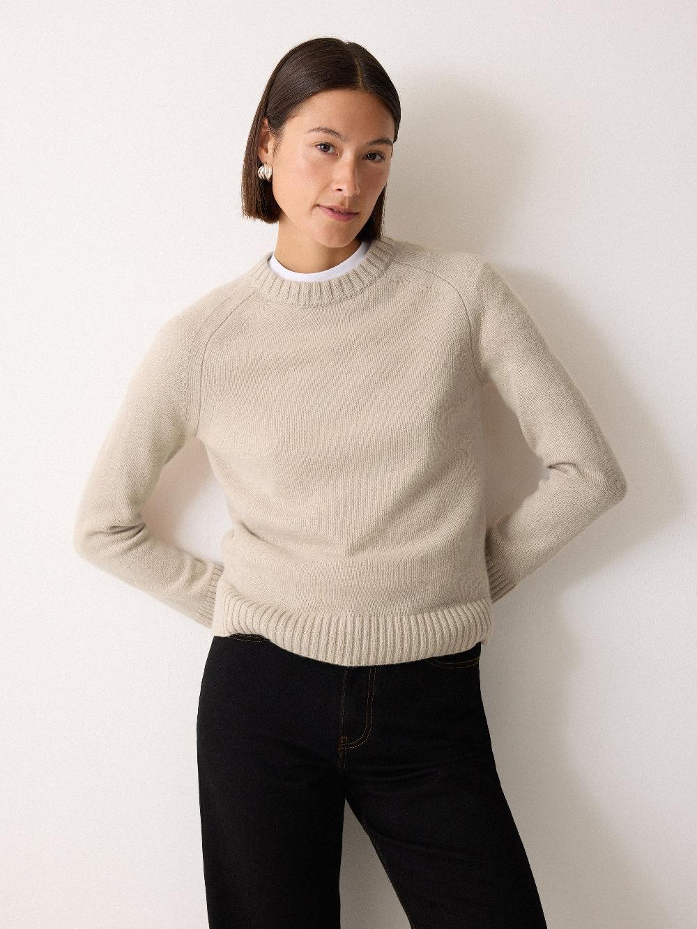 jigsaw Wool Cashmere Saddle Jumper Cream