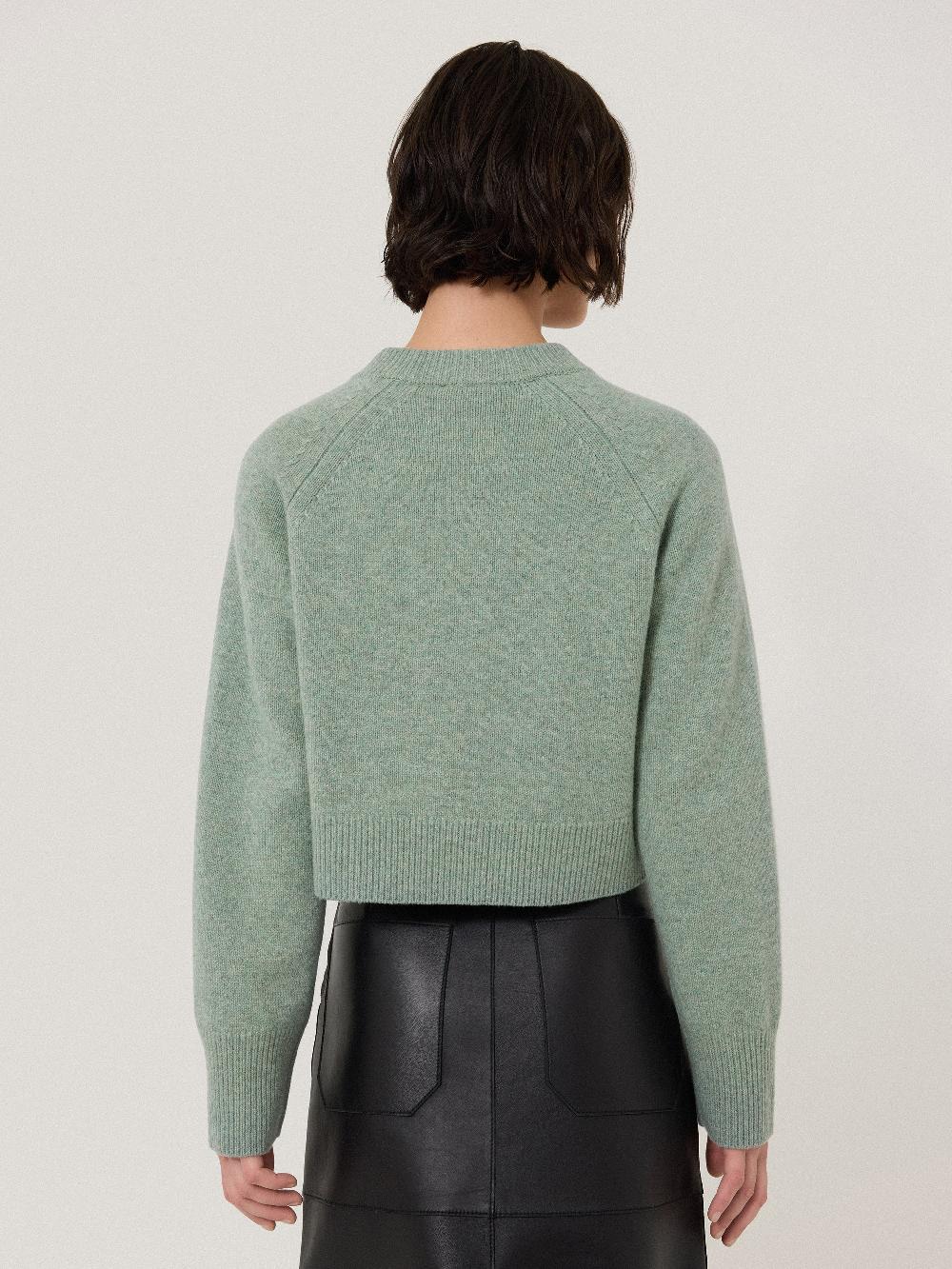 Jigsaw Wool Cropped Cardigan Mint