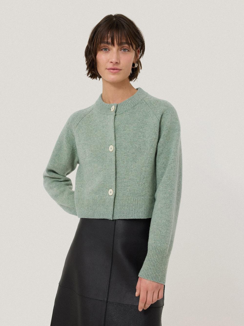 jigsaw Wool Cropped Cardigan Mint