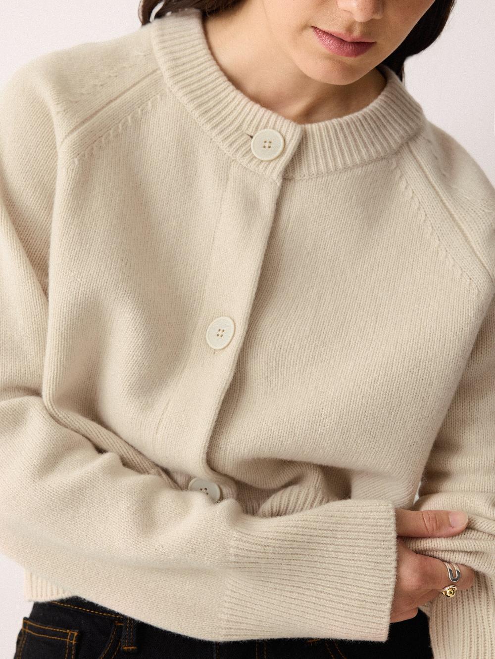 jigsaw Wool Cropped Raglan Cardigan Cream