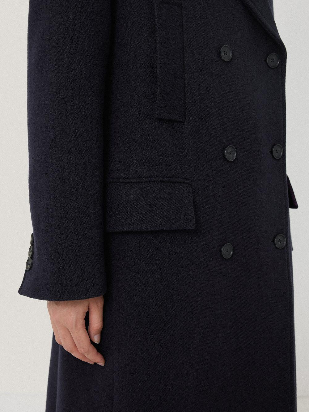 Jigsaw Wool Double Breasted Overcoat Navy