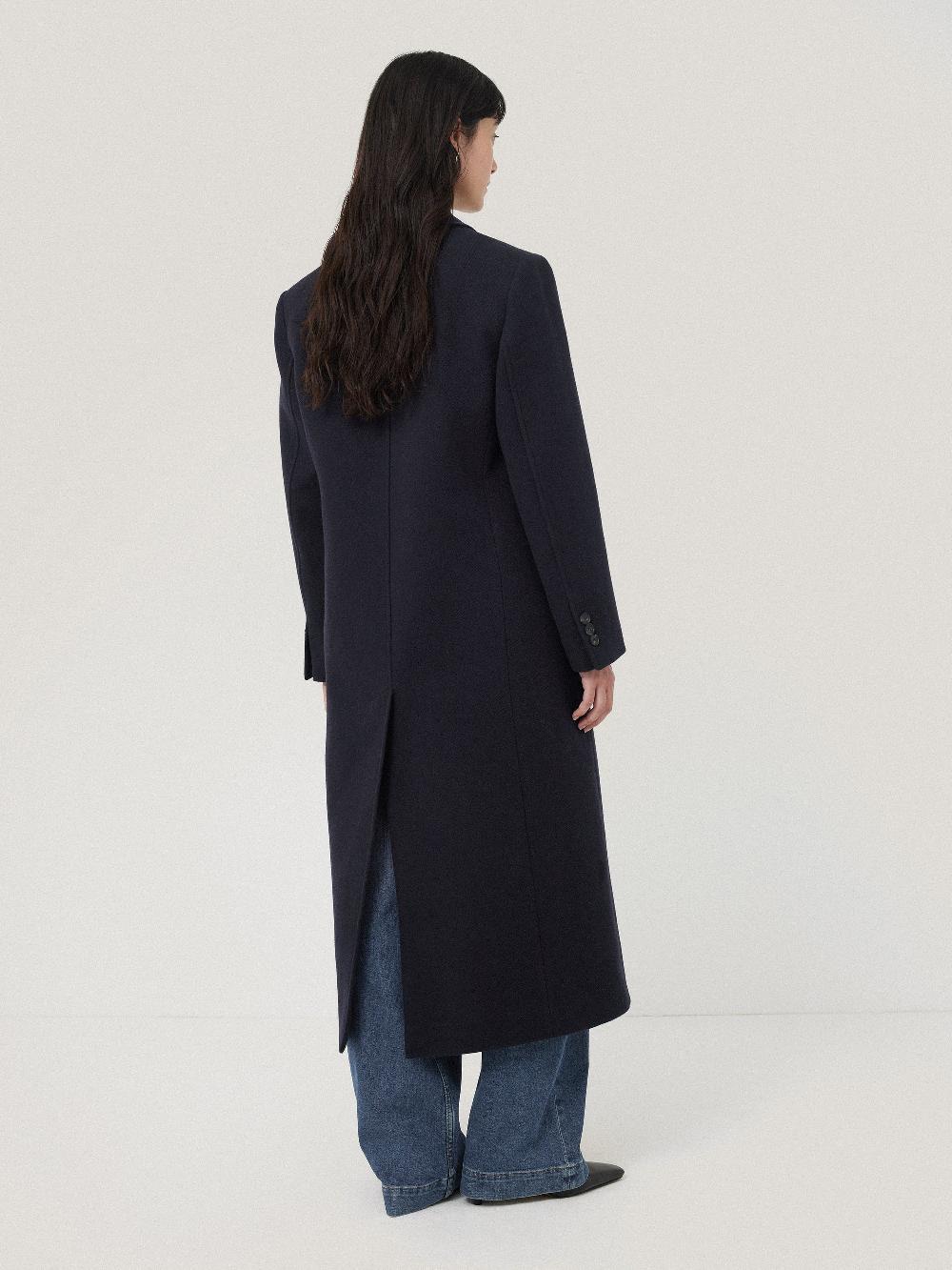 Jigsaw Wool Double Breasted Overcoat Navy