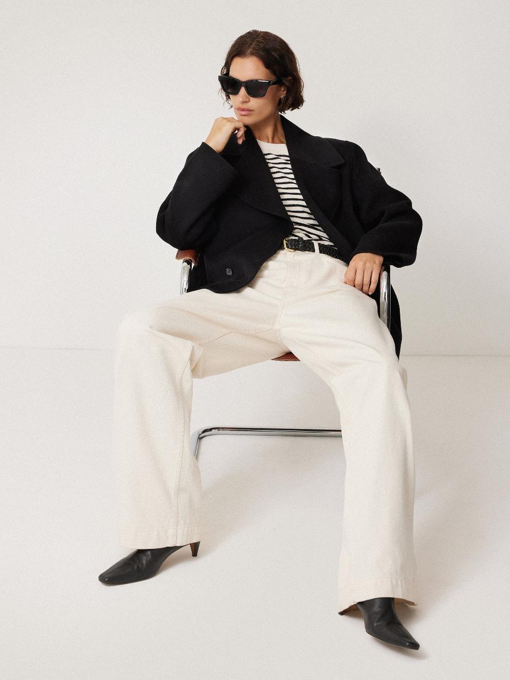 Jigsaw Wool Double Faced Short Coat Black