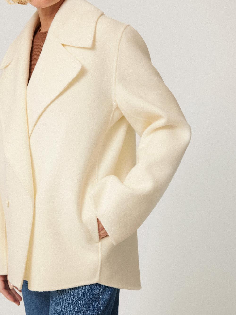 Jigsaw Wool Double Faced Short Coat Ivory