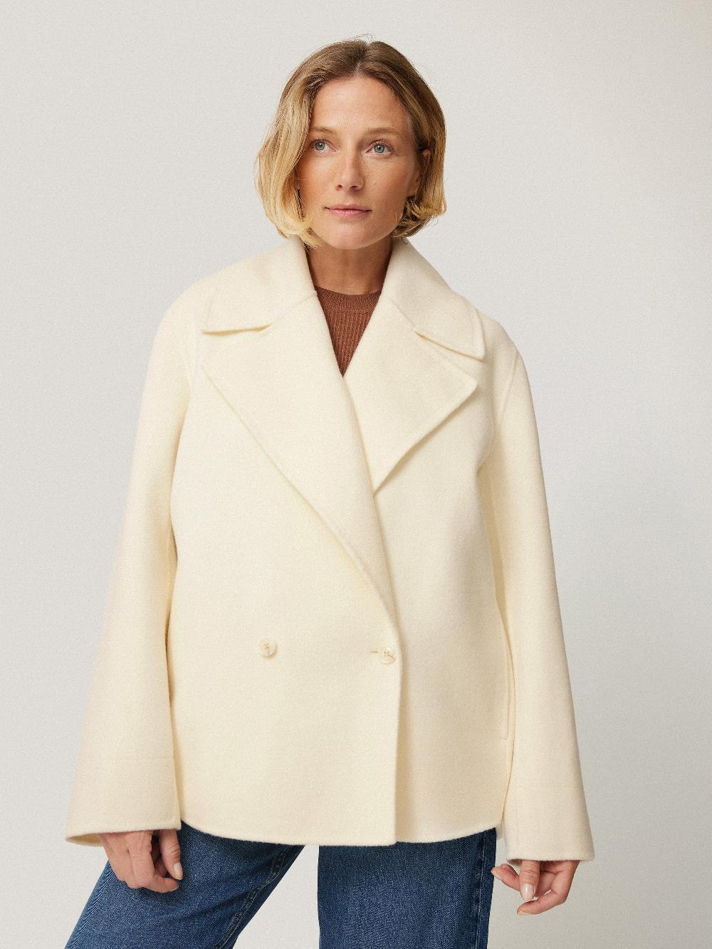 jigsaw Wool Double Faced Short Coat Ivory