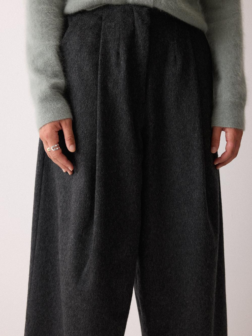 Jigsaw Wool High Waist Pleat Trouser Grey
