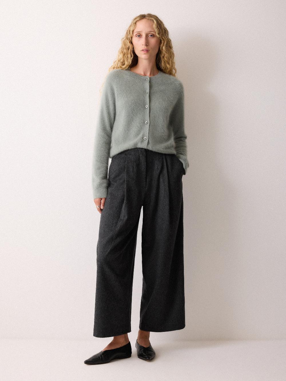jigsaw Wool High Waist Pleat Trouser Grey