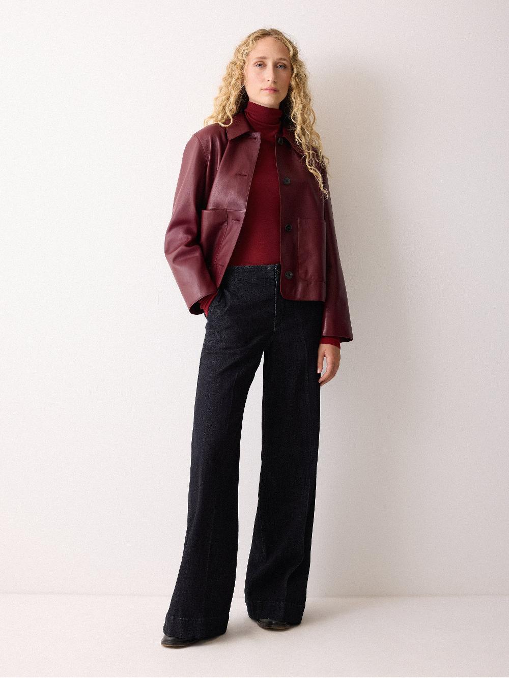 jigsaw Wool Jersey Polo Neck Top Red