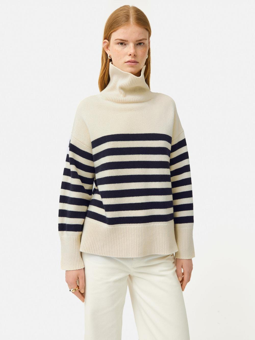 jigsaw Wool Mariniere Jumper Navy