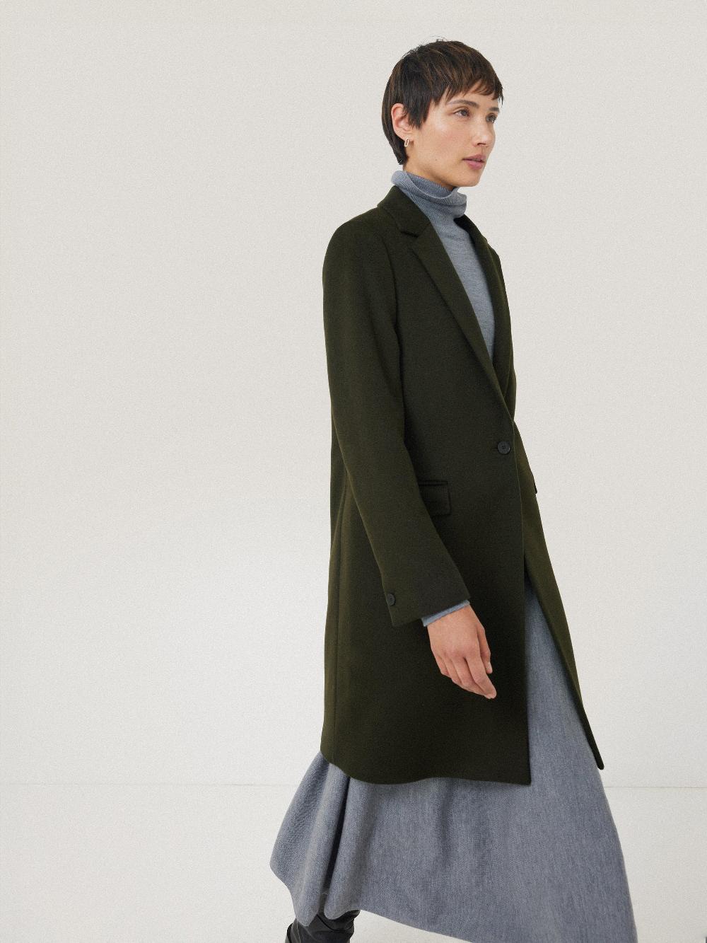 Jigsaw Wool Relaxed City Coat Green