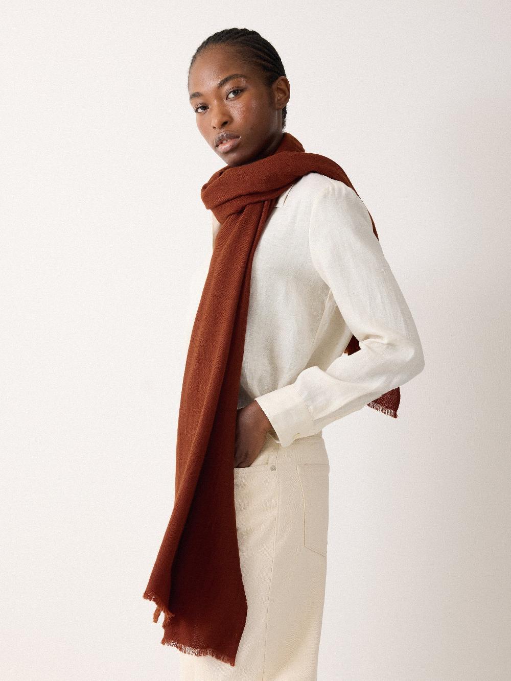 jigsaw Wool Silk Pashmina Auburn