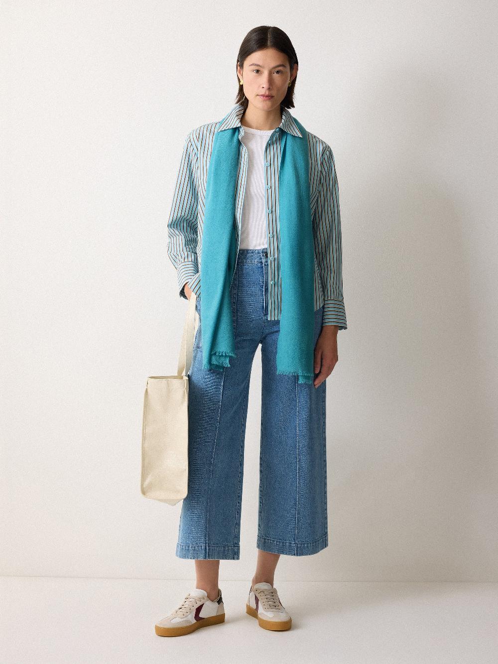 Jigsaw Wool Silk Pashmina Blue