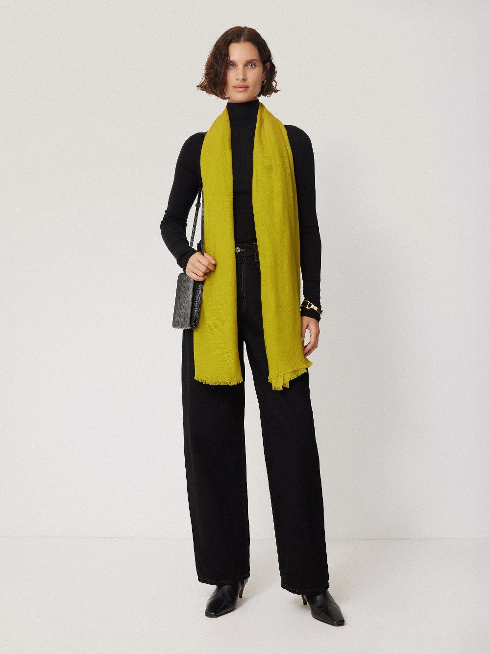 Jigsaw Wool Silk Pashmina Mustard