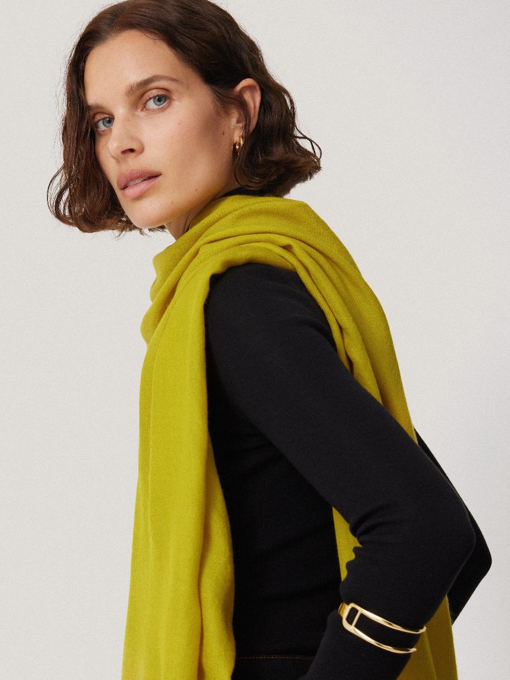 Jigsaw Wool Silk Pashmina Mustard