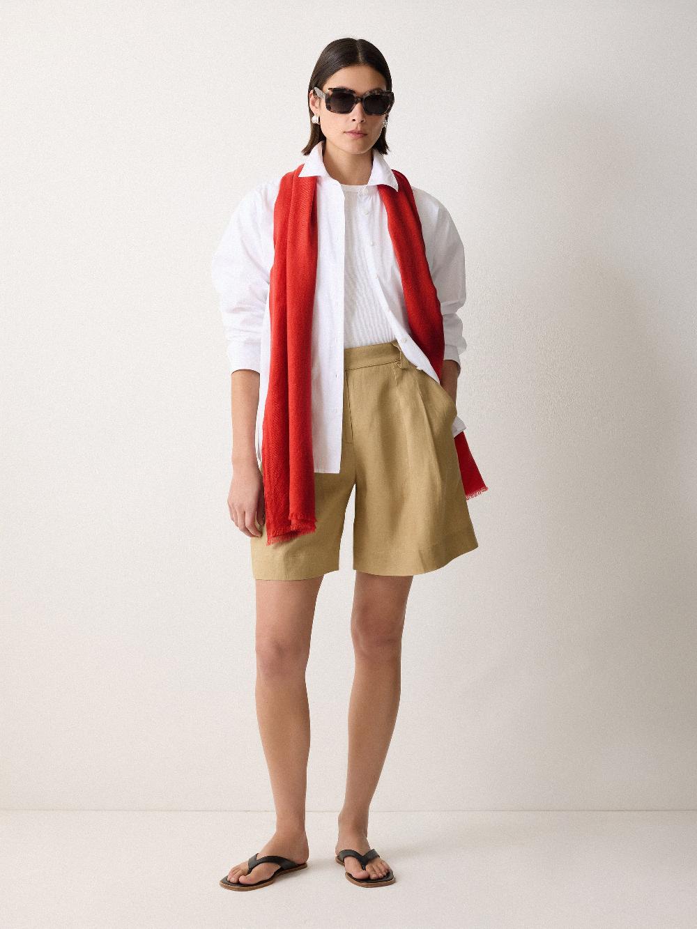 Jigsaw Wool Silk Pashmina Red