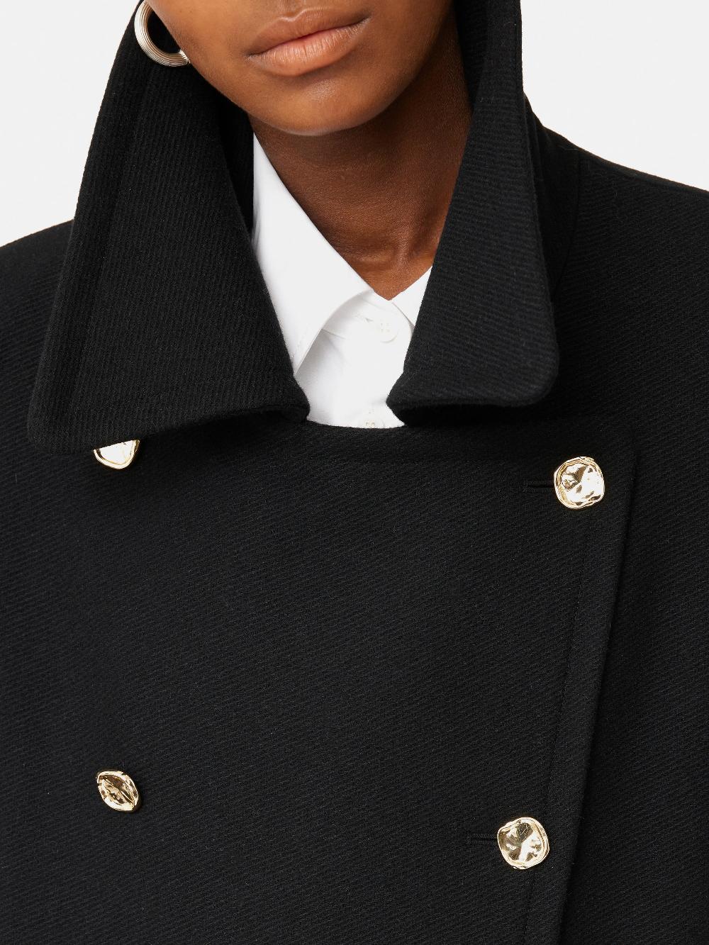 Jigsaw Wool Twill Longline Pea Coat Black