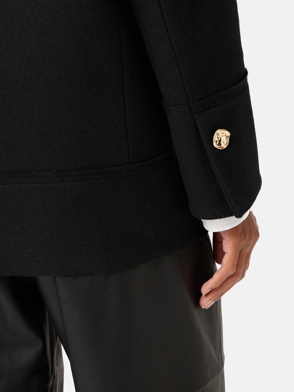 Jigsaw Wool Twill Longline Pea Coat Black