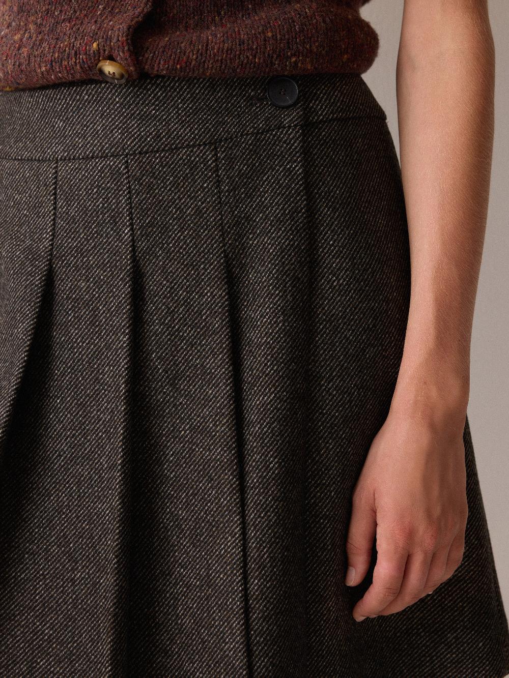 Jigsaw Wool Twill Mini Skirt Brown